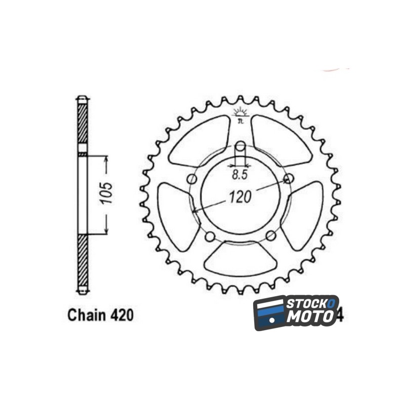 Couronne B1 acier standard - 420 Aprilia 50 RX