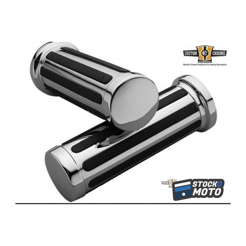 Ribbed Grips Chrome 1" Throttle Cables