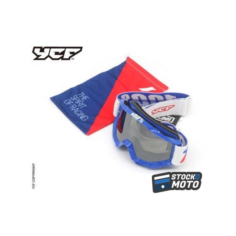 Masque de protection motocross ACCURI 100% avec etui Bleu
